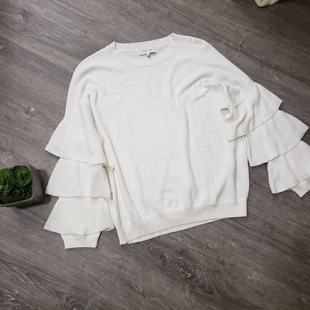 Revolve John + Jenn Ruffle Sleeve Sweater Sz S